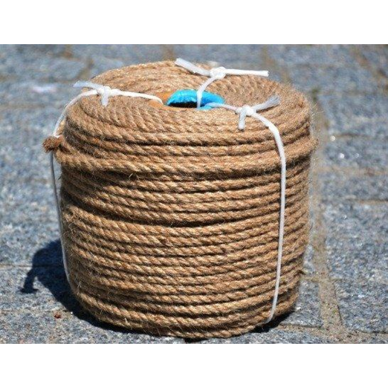 Канат джутовий тросовий звивки Діам. 8мм. 200 метрів.